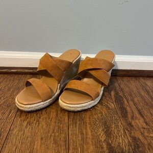 J. Crew Pale Clay Wide Strap Espadrille Mule Wedge Shoes